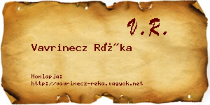 Vavrinecz Réka névjegykártya